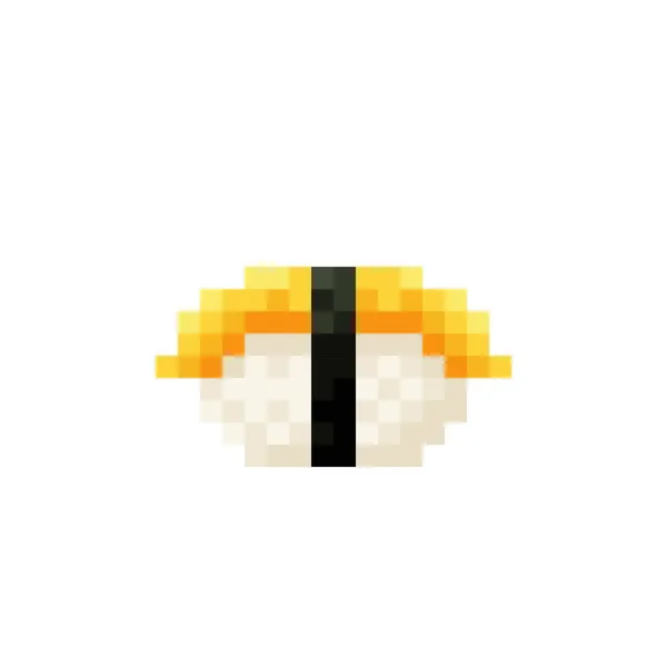 Sweet Egg Sushi Pixel Art Illustrazione Vettoriale — Vettoriale Stock