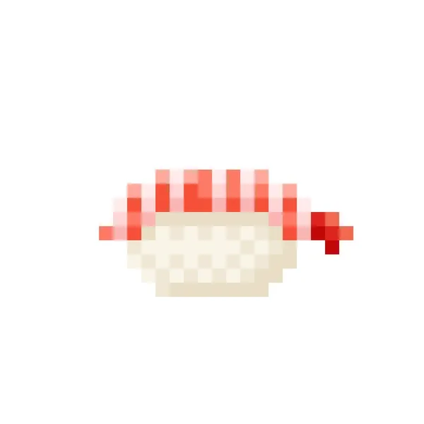 Shrimp Sushi Pixel Art Vector Illustration — Stockvektor