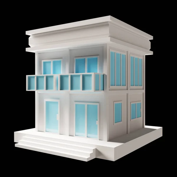 White Building Modern Style Floor House Model Architecture Low Poly — Stock fotografie