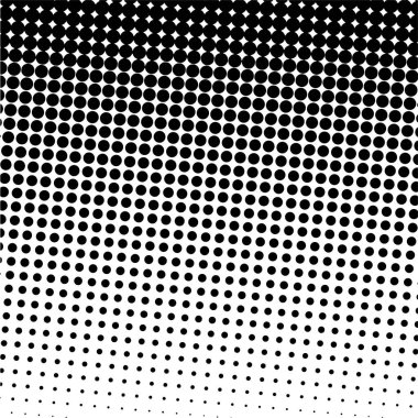 Beyaz ve siyah daireler, yarım ton eğimli arkaplan. Vektör illüstrasyonu.