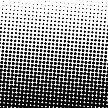 Beyaz ve siyah daireler, yarım ton eğimli arkaplan. Vektör illüstrasyonu.
