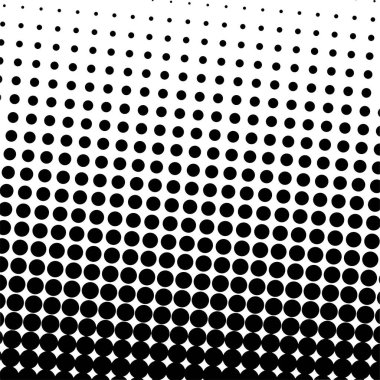 Beyaz ve siyah daireler, yarım ton eğimli arkaplan. Vektör illüstrasyonu.