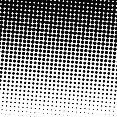 Beyaz ve siyah daireler, yarım ton eğimli arkaplan. Vektör illüstrasyonu.