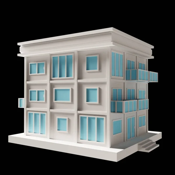 White Building Modern Style Floor House Model Architecture Low Poly — Stockfoto