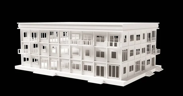 Белое Здание Современный Стиль Этажная Модель Архитектура Сделана Бумаги Низкая — стоковое фото