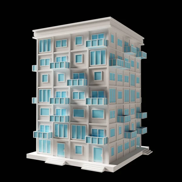 White Building Modern Style Floor Model Architecture Low Poly Perspective — Stockfoto