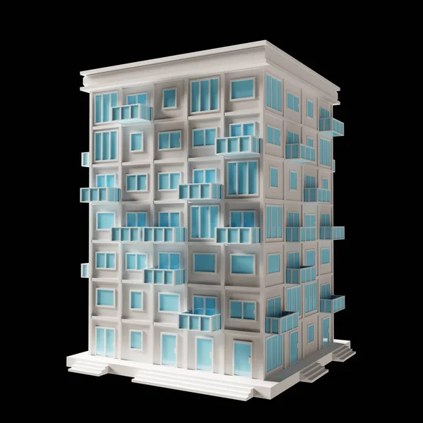 White Building Modern Style Floor Model Architecture Low Poly Perspective — Fotografia de Stock