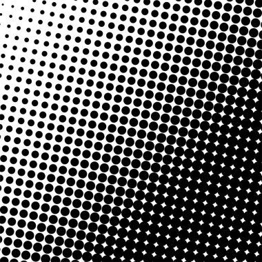 Beyaz ve siyah daireler, yarım ton eğimli arkaplan. Vektör illüstrasyonu.
