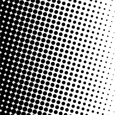 Beyaz ve siyah daireler, yarım ton eğimli arkaplan. Vektör illüstrasyonu.