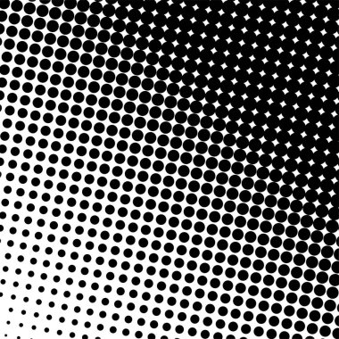 Beyaz ve siyah daireler, yarım ton eğimli arkaplan. Vektör illüstrasyonu.