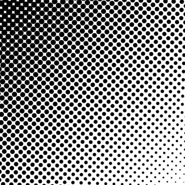 Beyaz ve siyah daireler, yarım ton eğimli arkaplan. Vektör illüstrasyonu.