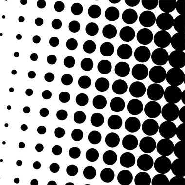 Beyaz ve siyah daireler, yarım ton eğimli arkaplan. Vektör illüstrasyonu.
