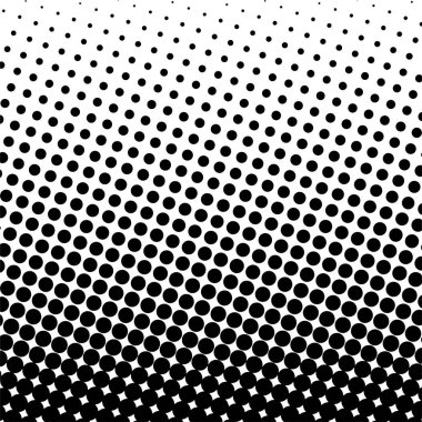 Beyaz ve siyah daireler, yarım ton eğimli arkaplan. Vektör illüstrasyonu.