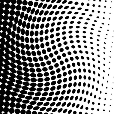Beyaz ve siyah daireler, yarım ton eğimli arkaplan. Vektör illüstrasyonu.