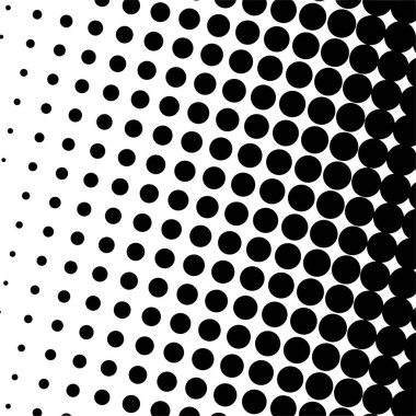 Beyaz ve siyah daireler, yarım ton eğimli arkaplan. Vektör illüstrasyonu.