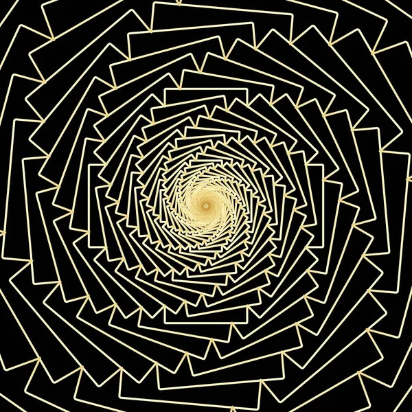 Gold Abstract Wireframe Tunnel Gold Line Looks Stacked Paper Black — Zdjęcie stockowe