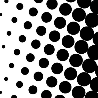 Beyaz ve siyah daireler, yarım ton eğimli arkaplan. Vektör illüstrasyonu.
