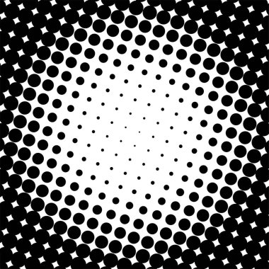Beyaz ve siyah daireler, yarım ton eğimli arkaplan. Vektör illüstrasyonu.