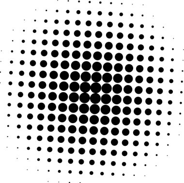 Beyaz ve siyah daireler, yarım ton eğimli arkaplan. Vektör illüstrasyonu.