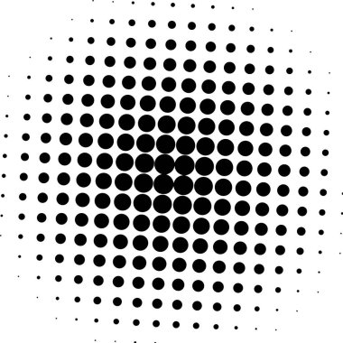 Beyaz ve siyah daireler, yarım ton eğimli arkaplan. Vektör illüstrasyonu.