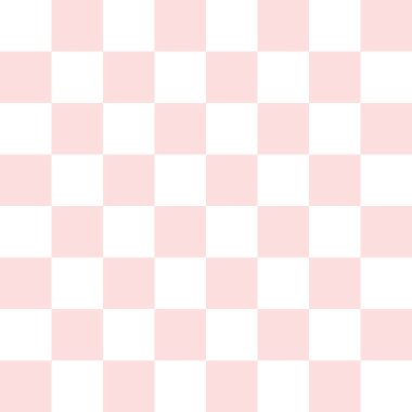 Pink and white checkerboard pattern background.