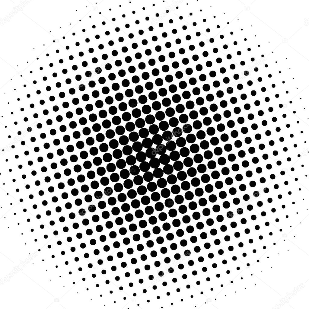 White and black circles, gradient halftone background. Vector illustration.