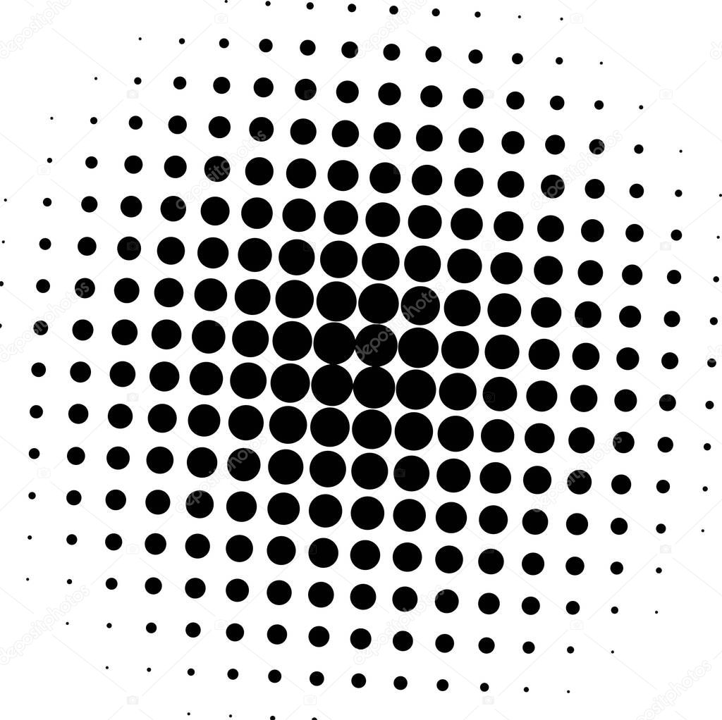 White and black circles, gradient halftone background. Vector illustration.