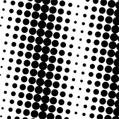Beyaz ve siyah daireler, yarım ton eğimli arkaplan. Vektör illüstrasyonu.