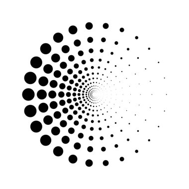 Dot circle logo halftone background. Vector illustration.