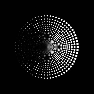 Dot circle logo halftone background. Vector illustration.