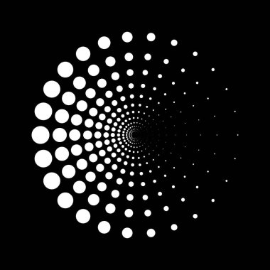 Dot circle logo halftone background. Vector illustration.