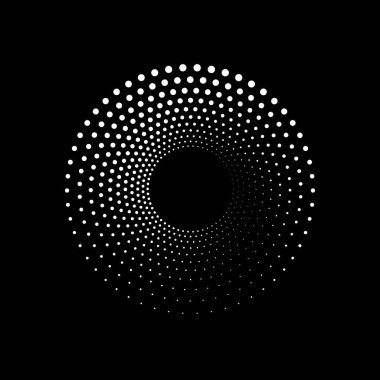Dot circle logo halftone background. Vector illustration.