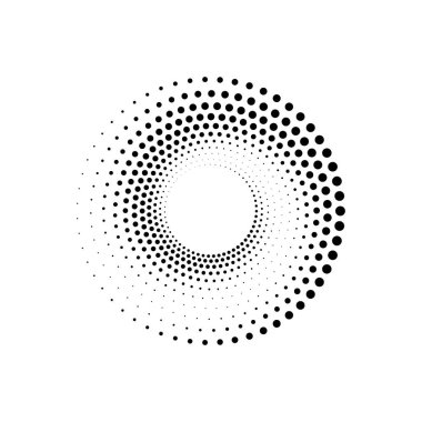 Dot circle logo halftone background. Vector illustration.