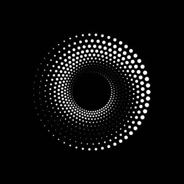 Dot circle logo halftone background. Vector illustration.