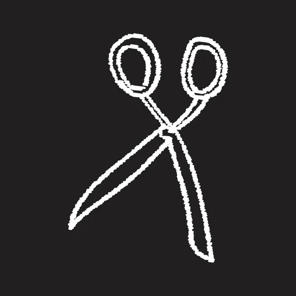 Linha Tesouras Icon Design Giz Branco Desenhe Quadro Quadro Negro — Vetor de Stock