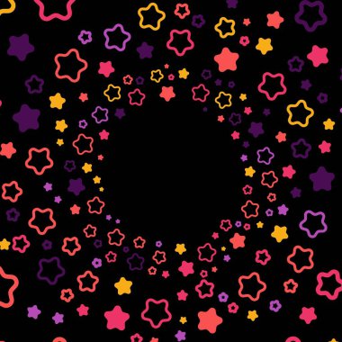 İçeriğinizi belirlemek için renkli yıldız parçacık tüneli. Vektör illüstrasyonu.