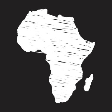 Africa map line Icon design white chalk. Draw a picture on the blackboard.