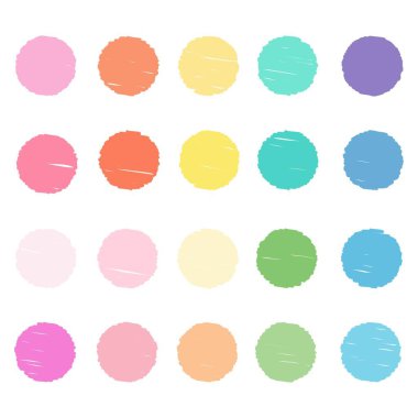 Color pastel palette circles Icon design, Colorful chalk. Draw a picture on the white background.