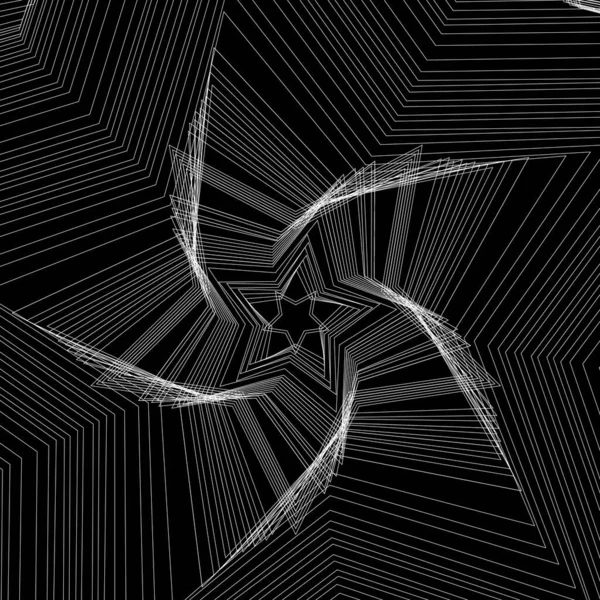 Vector Colored Spiral Distorted Abstract Lines Wireframe Tunnel Spiral Star — Διανυσματικό Αρχείο