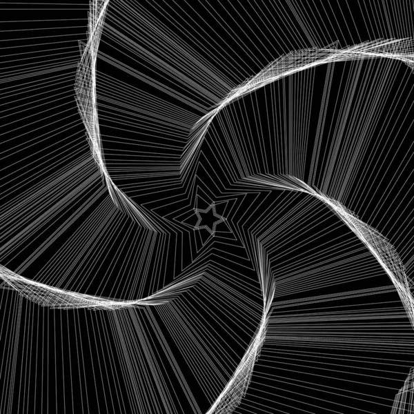 Vector Colored Spiral Distorted Abstract Lines Wireframe Tunnel Spiral Star — стоковый вектор