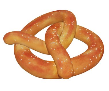 Simit ekmeği boyası 3D rendeleme.