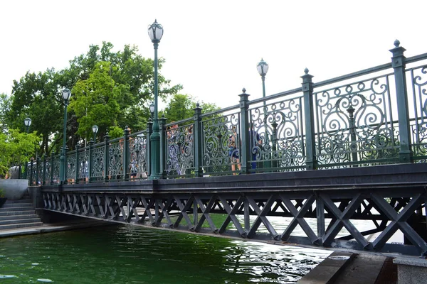 Міст Через Річку Міському Парку Ажурний Міст Через Річку — стокове фото