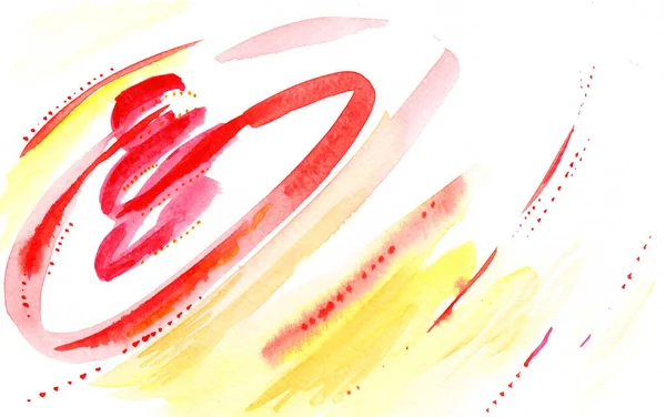 Αφηρημένη Εικόνα Από Κόκκινες Στρογγυλές Γραμμές Ζωγραφισμένες Από Ακουαρέλα — Φωτογραφία Αρχείου