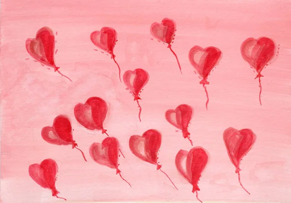 Balões Forma Coração Fundo Rosa Corações Para Dia Dos Namorados — Fotografia de Stock