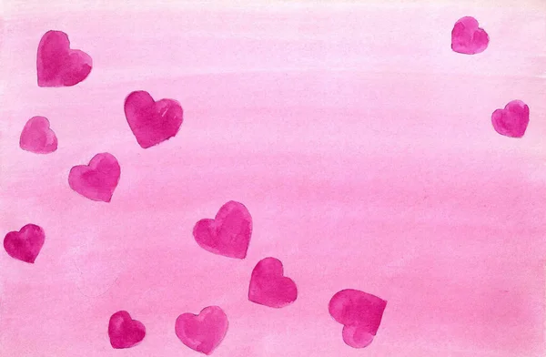 Corações Fundo Rosa Corações Para Dia Dos Namorados Cartão Dos — Fotografia de Stock
