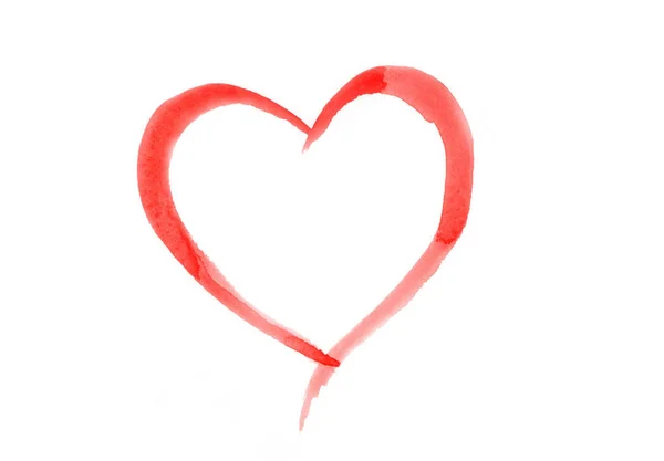 Cuore Rosso Dipinto Acquerello Cuore Sfondo Bianco Heart Sfondo — Foto Stock