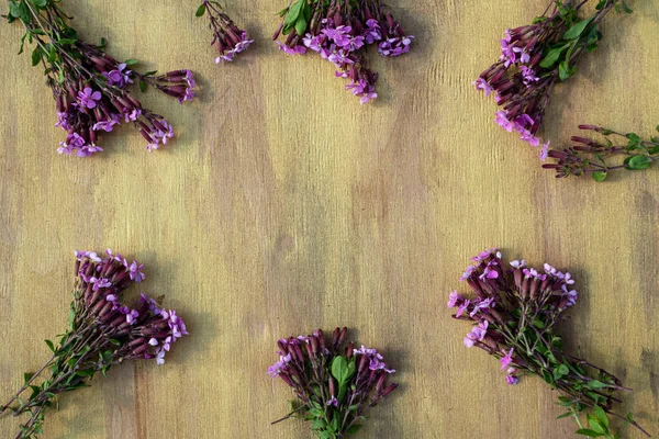 Букеты Лиловых Цветов Деревянном Фоне — стоковое фото