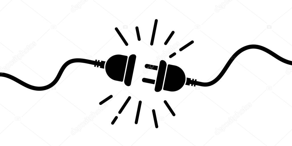 Electric plug connection. Vector illustration. Electricity concept