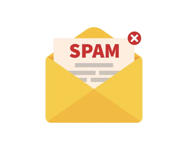Email Com Spam Ícone Plano Vetorial Envelope Aberto Com Carta — Vetor de Stock