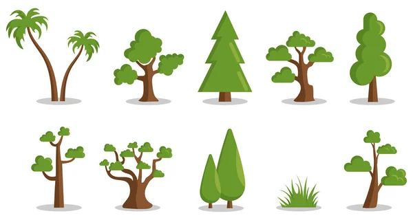 Διαφορετικά Δέντρα Διάνυσμα Συλλογή Φυτών Για Σχεδιασμό — Διανυσματικό Αρχείο